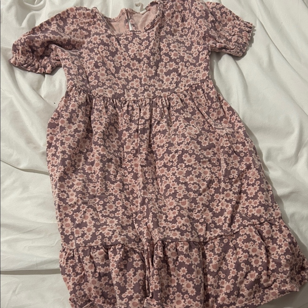 Huxbaby Pink Floral Casual Girls Dress